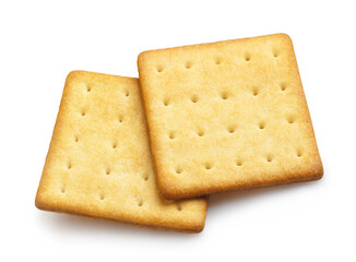 Two tasty crackers, isolated on white background