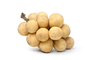 Long gong fruit or lansium parasiticum isolated on white background.