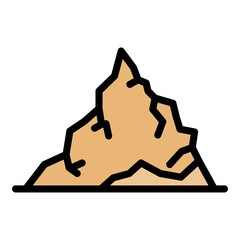 Pile coal icon. Outline pile coal vector icon color flat isolated