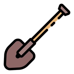Shovel icon. Outline shovel vector icon color flat isolated