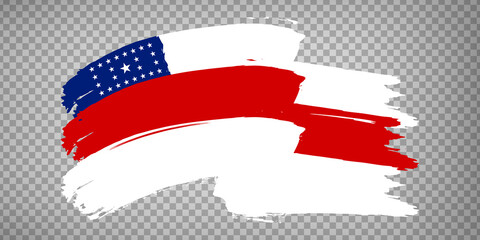 Flag of Amazonas from brush strokes. Federal Republic of Brazil. Waving Flag Amazonas of Brazil on transparent background for your web site design, app, UI.  EPS10.