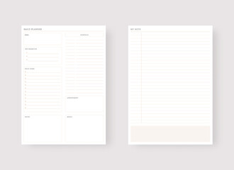 Daily planner template. Set of planner and to do list. Modern planner template set. Vector illustration.