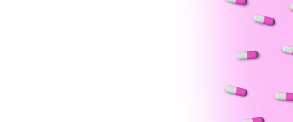 minimalistic banner with pills. drugs copy space