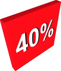 40 red percent sign on white