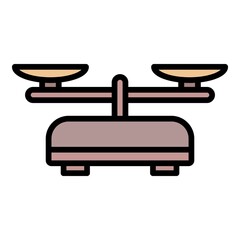 Balance scales icon. Outline balance scales vector icon color flat isolated