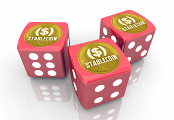 Stablecoin Cryptocurrency Bet Gamble Invest Red Dice 3d Illustration