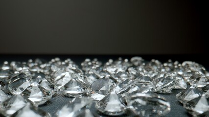 MACRO: pile of diamonds on the table