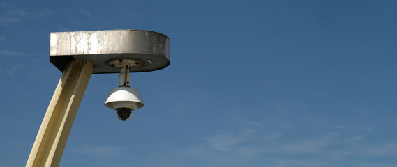 Real time Modern Online Security Panoramic CCTV camera surveillance system. An outdoor video...