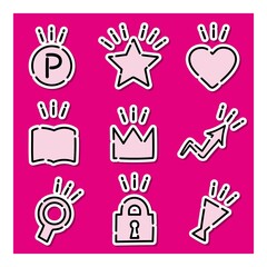 アイコンセット07（ピンク色・ショッピングなどで使えそうな丸くてシンプルでかわいいアイコンセット）