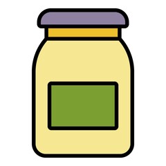 Apricot jam jar icon. Outline apricot jam jar vector icon color flat isolated
