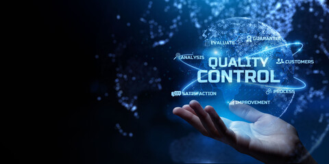Quality Control. Standardisation Certification Warranty ISO Business and technology concept.