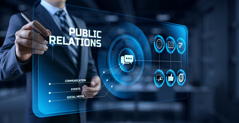PR Public relations concept. Communication advertising marketing strategy.