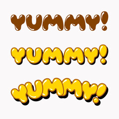 Yummy word set. Vector illustration