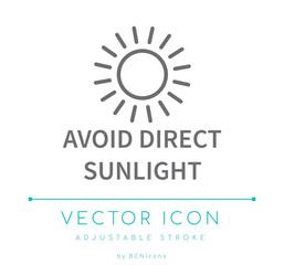 Avoid Direct Sunlight Line Icon.