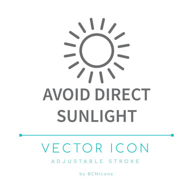 Avoid Direct Sunlight Line Icon.