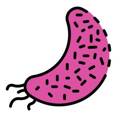 Motile bacterium icon. Outline motile bacterium vector icon color flat isolated