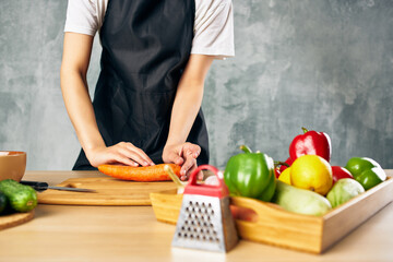 cutting vegetables healthy eating fresh food in the kitchen