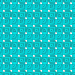 Teal repeat swirl background with abstract geometric seamless textured pattern