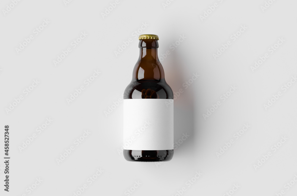 Wall mural Steinie beer bottle mockup with blank label.