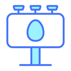 billboards, banner, egg Blue Outline Simple Icon.