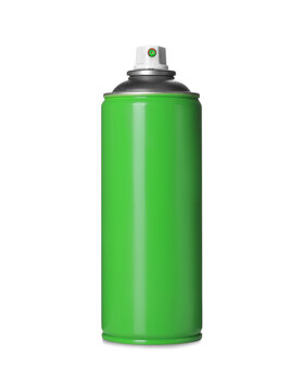 Can Of Green Spray Paint Isolated On White. Graffiti Supply