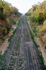 Fototapeta na wymiar Railway from above with landscape - Vertical
