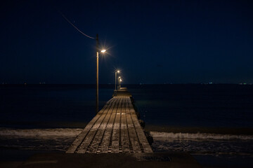 夜の原岡桟橋