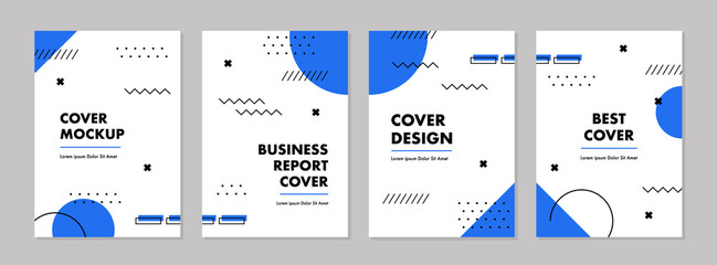 Set of abstract geometric memphis templates. Universal cover Designs for Annual Report, Brochures, Flyers, Presentations, Leaflet, Magazine.