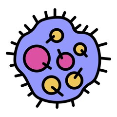 Spores inside the bacteria icon. Outline spores inside the bacteria vector icon color flat isolated