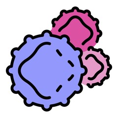 Bacteria spores icon. Outline bacteria spores vector icon color flat isolated - obrazy, fototapety, plakaty
