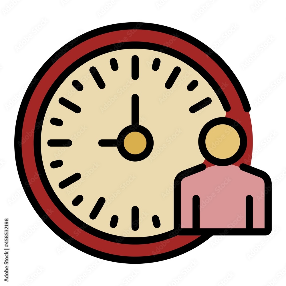 Poster lecture time clock icon. outline lecture time clock vector icon color flat isolated