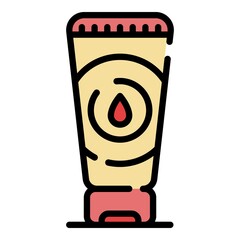 Tube cream icon. Outline tube cream vector icon color flat isolated