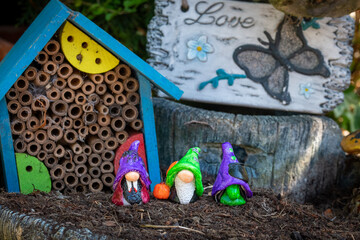 Set of Halloween Vampire Witch Frankenstein Garden Gnomes