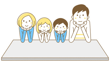 頬杖　家族　二世代