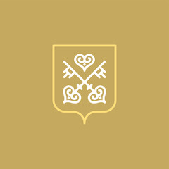 vector classic heraldic key logo on background