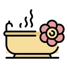 Spa bathtub icon. Outline spa bathtub vector icon color flat isolated