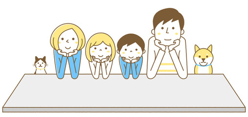 頬杖　家族　二世代