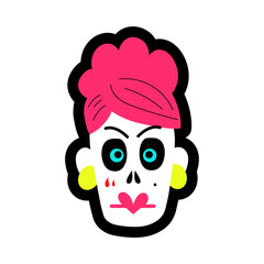  vector illustration of a girl skull decorated with flowers for Halloween and Day of the Dead celebration