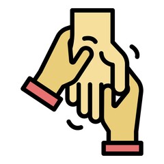 Hand massage icon. Outline hand massage vector icon color flat isolated