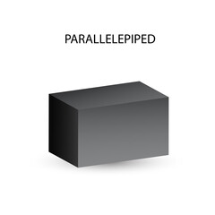 black parallelepiped with gradients and shadow for game, icon, package design, logo, mobile, ui, web, education. 3D parallelepiped on a white background. Geometric figures for your design.