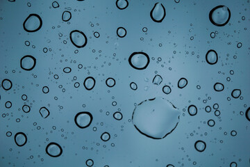 water drops on glass in close
