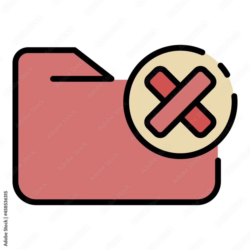 Poster not protected folder icon. outline not protected folder vector icon color flat isolated
