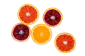 orange and grapefruit isolated on white