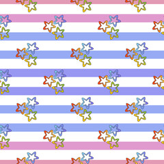 stripes stars funny print for baby child boy seamless pattern vector illustration
