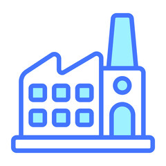 Obraz premium factory vector outline icon, blue line vector design