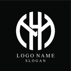 vector of the initial MH monogram logo in white on a black background