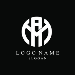 vector of the initial MA monogram logo in white on a black background