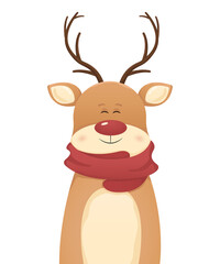 Fototapeta premium Christmas deer, vector illustration on white background