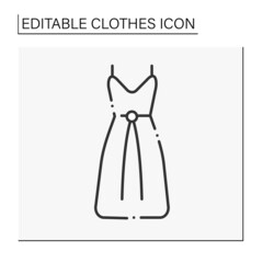 Fashion line icon. Drawstring dress for dates or parties. Fashionable suit for woman. Clothes concept. Isolated vector illustration. Editable stroke