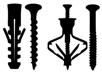 Screws and dowels included. Vector image.